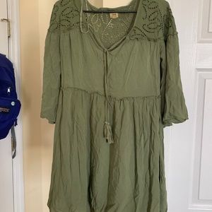 Olive Green True Craft Dress with Tassels